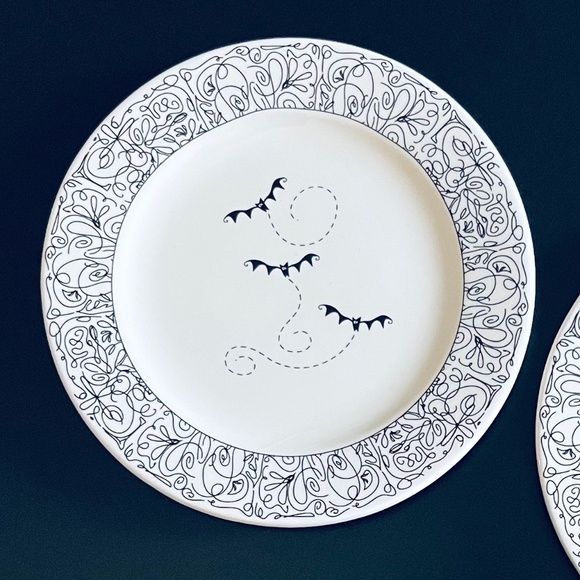 Two Halloween Dessert Plates - Spider and Bats - Picture 3 of 7